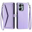 For Redmi Note 13 Pro 4G Global Wallet Multi-card Slot Leather Phone Case with Lanyard(Purple) - 1