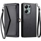 For Redmi Note 13 Pro 4G Global Wallet Multi-card Slot Leather Phone Case with Lanyard(Black) - 1