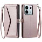 For Redmi Note 13 Pro 5G Global Wallet Multi-card Slot Leather Phone Case with Lanyard(Rose Gold) - 1