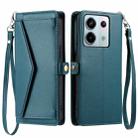 For Redmi Note 13 Pro 5G Global Wallet Multi-card Slot Leather Phone Case with Lanyard(Green) - 1