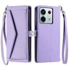 For Redmi Note 13 Pro 5G Global Wallet Multi-card Slot Leather Phone Case with Lanyard(Purple) - 1