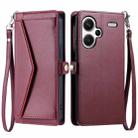 For Redmi Note 13 Pro+ 5G Global Wallet Multi-card Slot Leather Phone Case with Lanyard(Wine Red) - 1