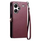 For Redmi Note 13 Pro+ 5G Global Wallet Multi-card Slot Leather Phone Case with Lanyard(Wine Red) - 3