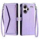 For Redmi Note 13 Pro+ 5G Global Wallet Multi-card Slot Leather Phone Case with Lanyard(Purple) - 1