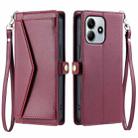 For Xiaomi Redmi Note 14 5G Wallet Multi-card Slot Leather Phone Case with Lanyard(Wine Red) - 1