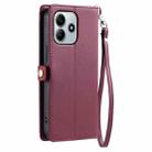For Xiaomi Redmi Note 14 5G Wallet Multi-card Slot Leather Phone Case with Lanyard(Wine Red) - 3