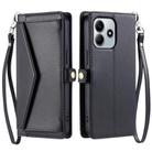 For Redmi Note 14 4G EU 164.84mm Wallet Multi-card Slot Leather Phone Case with Lanyard(Black) - 1