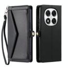 For Redmi Note 14 Pro 4G Wallet Multi-card Slot Leather Phone Case with Lanyard(Black) - 1