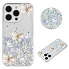 For iPhone 16 Pro Max Luminous Starry Sky Glitter Butterfly TPU Phone Case(White) - 1