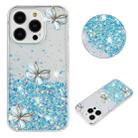 For iPhone 16 Pro Luminous Starry Sky Glitter Butterfly TPU Phone Case(Blue) - 1