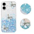 For iPhone 16 Plus Luminous Starry Sky Glitter Butterfly TPU Phone Case(Blue) - 1