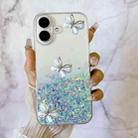 For iPhone 16 Plus Luminous Starry Sky Glitter Butterfly TPU Phone Case(Blue) - 2