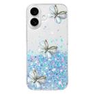 For iPhone 16 Plus Luminous Starry Sky Glitter Butterfly TPU Phone Case(Blue) - 3