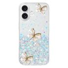 For iPhone 16 Plus Luminous Starry Sky Glitter Butterfly TPU Phone Case(White) - 3