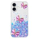 For iPhone 16 Plus Luminous Starry Sky Glitter Butterfly TPU Phone Case(Purple) - 3