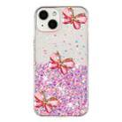 For iPhone 15 Plus Luminous Starry Sky Glitter Butterfly TPU Phone Case(Pink) - 3