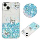 For iPhone 15 Plus Luminous Starry Sky Glitter Butterfly TPU Phone Case(Blue) - 1