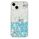 For iPhone 15 Plus Luminous Starry Sky Glitter Butterfly TPU Phone Case(Blue) - 3