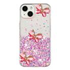 For iPhone 15 Luminous Starry Sky Glitter Butterfly TPU Phone Case(Pink) - 3