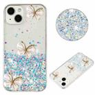 For iPhone 15 Luminous Starry Sky Glitter Butterfly TPU Phone Case(White) - 1