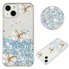 For iPhone 14 Luminous Starry Sky Glitter Butterfly TPU Phone Case(White) - 1