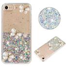 For iPhone 7 / 8 / SE 2022 Luminous Starry Sky Glitter Butterfly TPU Phone Case(White) - 1