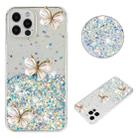 For iPhone 12 / 12 Pro Luminous Starry Sky Glitter Butterfly TPU Phone Case(White) - 1