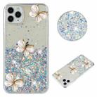 For iPhone 11 Pro Max Luminous Starry Sky Glitter Butterfly TPU Phone Case(White) - 1