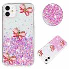 For iPhone 11 Luminous Starry Sky Glitter Butterfly TPU Phone Case(Pink) - 1