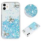 For iPhone 11 Luminous Starry Sky Glitter Butterfly TPU Phone Case(Blue) - 1