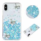 For iPhone X / XS Luminous Starry Sky Glitter Butterfly TPU Phone Case(Blue) - 1