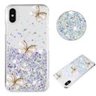 For iPhone X / XS Luminous Starry Sky Glitter Butterfly TPU Phone Case(White) - 1