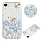 For iPhone XR Luminous Starry Sky Glitter Butterfly TPU Phone Case(White) - 1