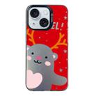 For iPhone 15 Plus Christmas Series PC Full Coverage Pattern Phone Case(CK035 Black) - 1