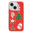 For iPhone 15 Christmas Series PC Full Coverage Pattern Phone Case(CW040 White) - 1