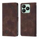 For Wiko T20 Skin-feel Embossed Leather Phone Case(Brown) - 3