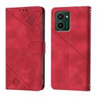 For HMD Pulse Pro Skin-feel Embossed Leather Phone Case(Red) - 3