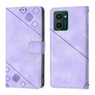 For HMD Pulse Pro Skin-feel Embossed Leather Phone Case(Light Purple) - 3