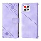 For T-Mobile REVVL 7 5G Skin-feel Embossed Leather Phone Case(Light Purple) - 3