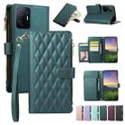 For Xiaomi Mi 11T Rhombic Zipper Wallet Leather Phone Case(Green) - 1