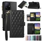 For Xiaomi Mi 11T Rhombic Zipper Wallet Leather Phone Case(Black) - 1