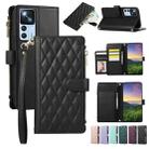 For Xiaomi 12T / 12T Pro Rhombic Zipper Wallet Leather Phone Case(Black) - 1