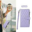 For Redmi Note 13 4G Rhombic Zipper Wallet Leather Phone Case(Purple) - 2