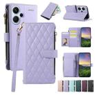 For Redmi Note 13 Pro+ 4G / 5G Rhombic Zipper Wallet Leather Phone Case(Purple) - 1