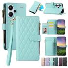 For Redmi Note 13 Pro+ 4G / 5G Rhombic Zipper Wallet Leather Phone Case(Cyan) - 1