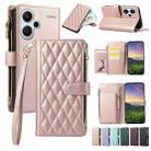 For Redmi Note 13 Pro+ 4G / 5G Rhombic Zipper Wallet Leather Phone Case(Rose Gold) - 1