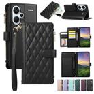 For Redmi Note 13 Pro+ 4G / 5G Rhombic Zipper Wallet Leather Phone Case(Black) - 1