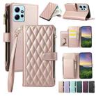 For Redmi Note 12 4G Global Rhombic Zipper Wallet Leather Phone Case(Rose Gold) - 1