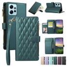 For Redmi Note 12 4G Global Rhombic Zipper Wallet Leather Phone Case(Green) - 1