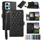 For Redmi Note 12 4G Global Rhombic Zipper Wallet Leather Phone Case(Black) - 1